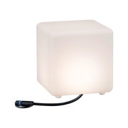 White square LED light cube made of plastic with cable connection for modern lighting solutions