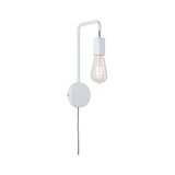 Moderne weiße Wandlampe aus Metall mit sichtbarer Glühbirne für stilvolle Beleuchtung