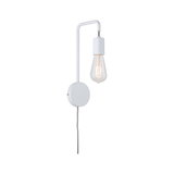 White metal wall lamp with exposed bulb for modern interior lighting