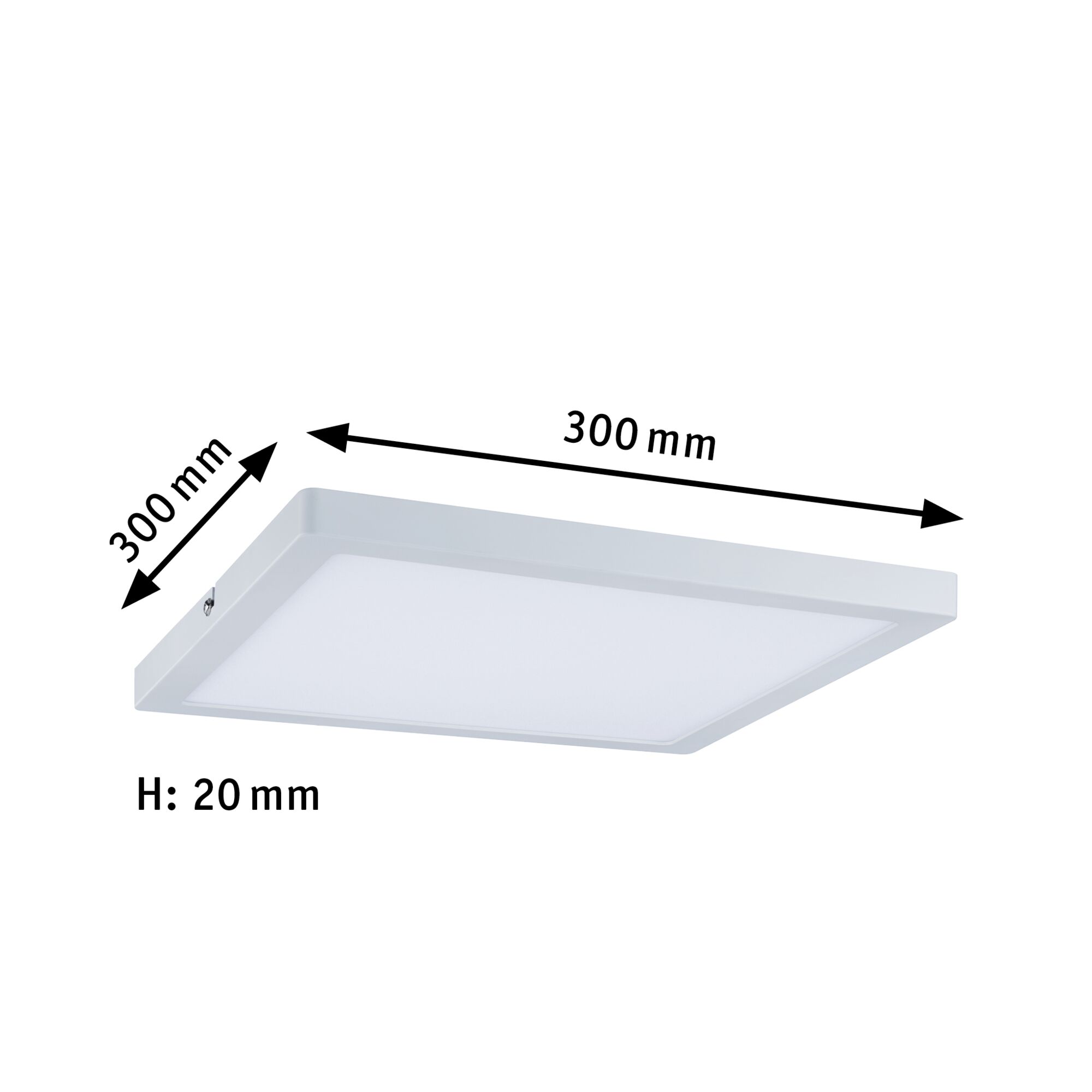 Plafonnier LED carré blanc en plastique, 300x300 mm, design fin de 20 mm d'épaisseur