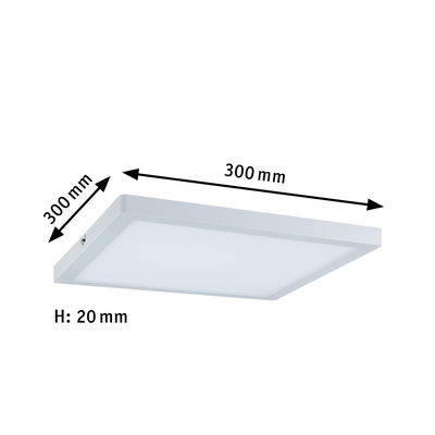 Plafonnier LED carré blanc en plastique, 300x300 mm, design fin de 20 mm d'épaisseur