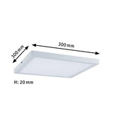 Quadratische weiße LED-Deckenleuchte aus Kunststoff, 300x300 mm, flach mit 20 mm Höhe