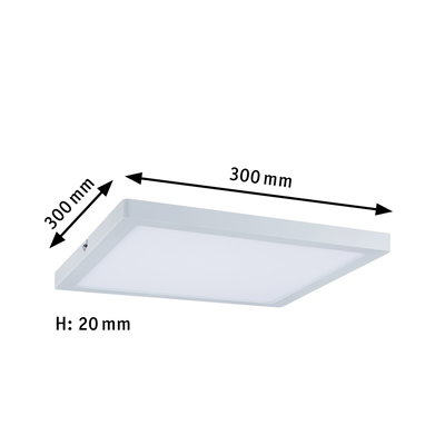 Quadratische weiße LED-Deckenleuchte aus Kunststoff, 300x300 mm, flach mit 20 mm Höhe