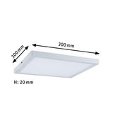 Quadratische weiße LED-Deckenleuchte aus Kunststoff, 300x300 mm, flach mit 20 mm Höhe