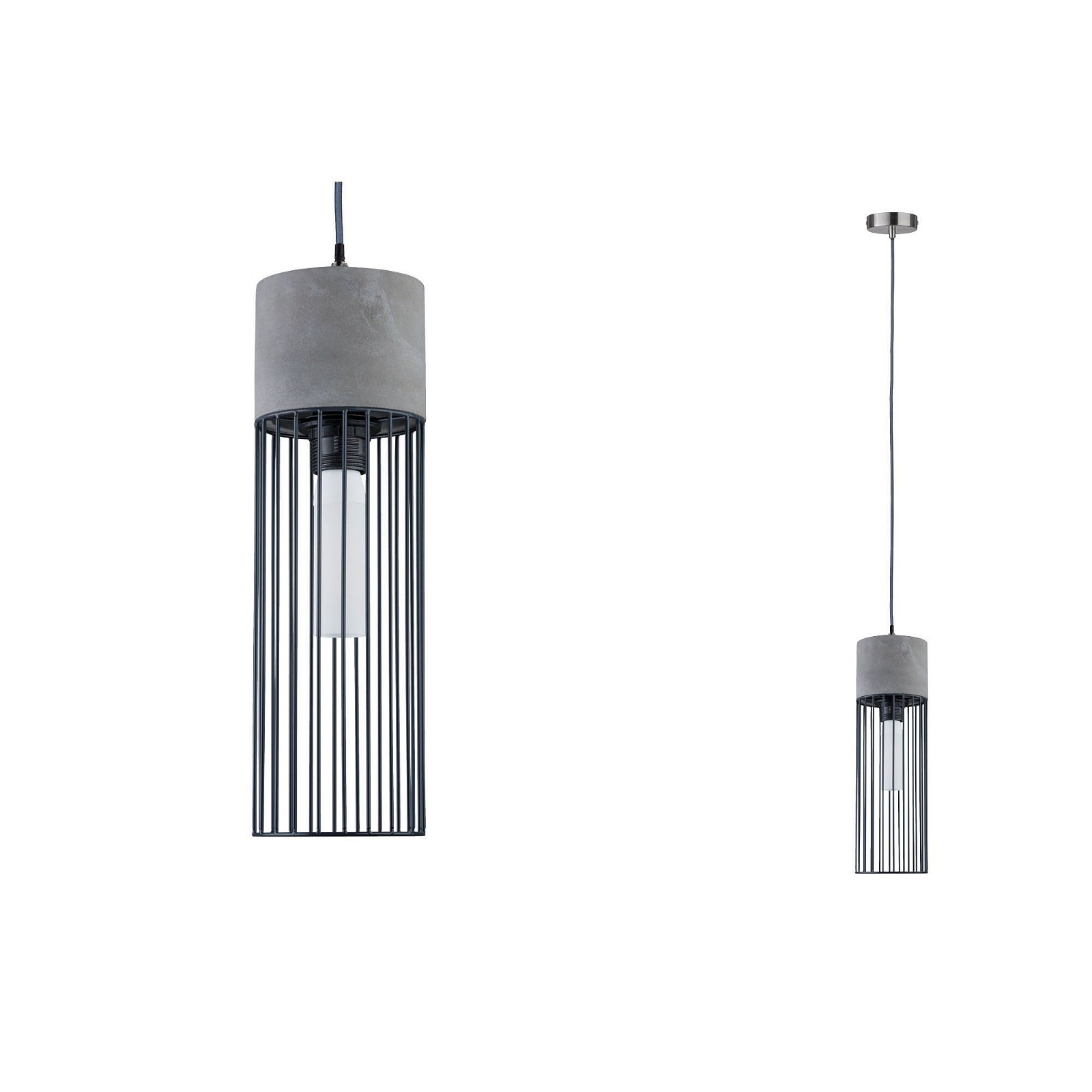 Neordic Pendant luminaire Henja E27 max. 20W Grey/Brushed iron dimmable Concrete/Metal