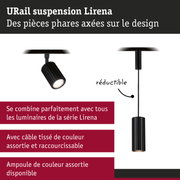 Spot sur rail URail Lirena noir avec projecteur réglable et câble textile assorti