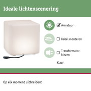 Witte vierkante lichtkubus met kabel voor flexibele binnenverlichting en moderne inrichting