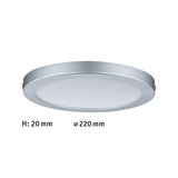 Flache runde LED-Deckenleuchte aus Aluminium in Silber mit 220 mm Durchmesser und 20 mm Höhe