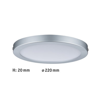 Flache runde LED-Deckenleuchte aus Aluminium in Silber mit 220 mm Durchmesser und 20 mm Höhe