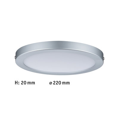 Flache runde LED-Deckenleuchte aus Aluminium in Silber mit 220 mm Durchmesser und 20 mm Höhe