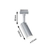 Spot LED en métal argenté de 80 mm de haut et 43 mm de diamètre pour éclairage moderne