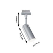 Spot LED en métal argenté de 80 mm de hauteur et 106 mm de longueur pour éclairage moderne