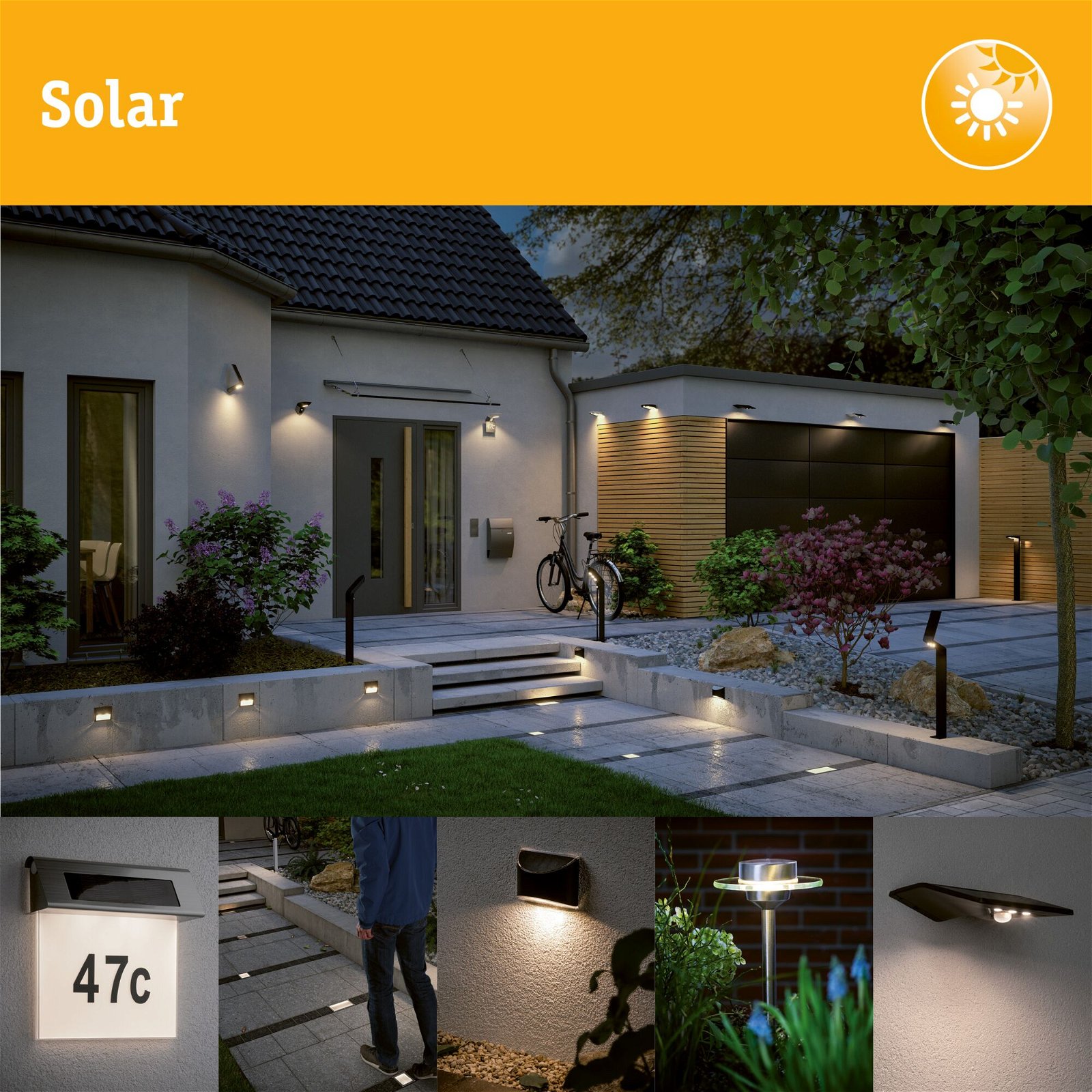 Solar Numéro de maison lumineux LED Smart Home Zigbee 3.0 Yoko IP44 3000K 42lm Anthracite