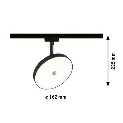 Black LED ceiling light with round white diffuser, 162 mm diameter and 225 mm height, modern lighting