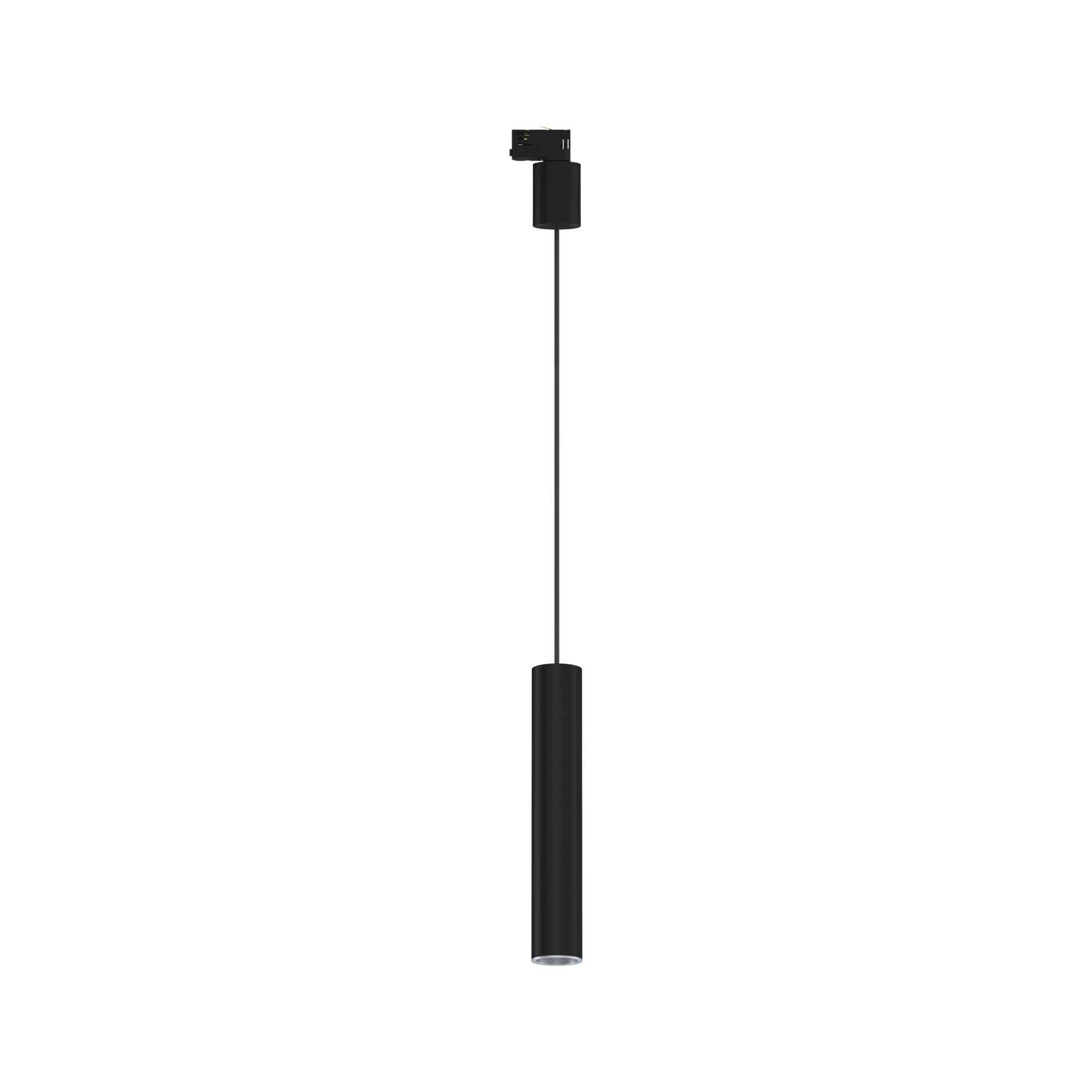 Black metal LED pendant light with cylindrical design for modern indoor lighting solutions