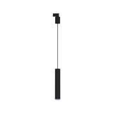 Black metal LED pendant light with cylindrical design for modern indoor lighting solutions