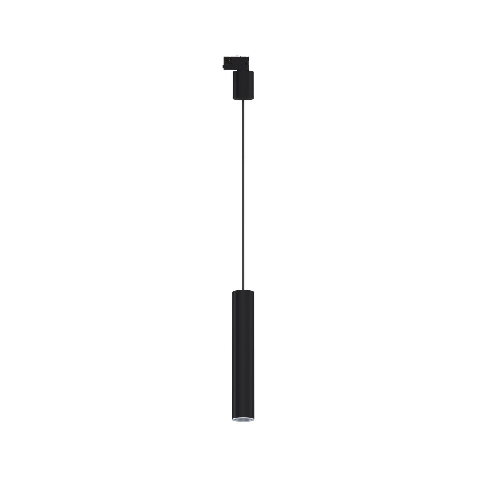 Black metal LED pendant light with cylindrical design for modern indoor lighting solutions