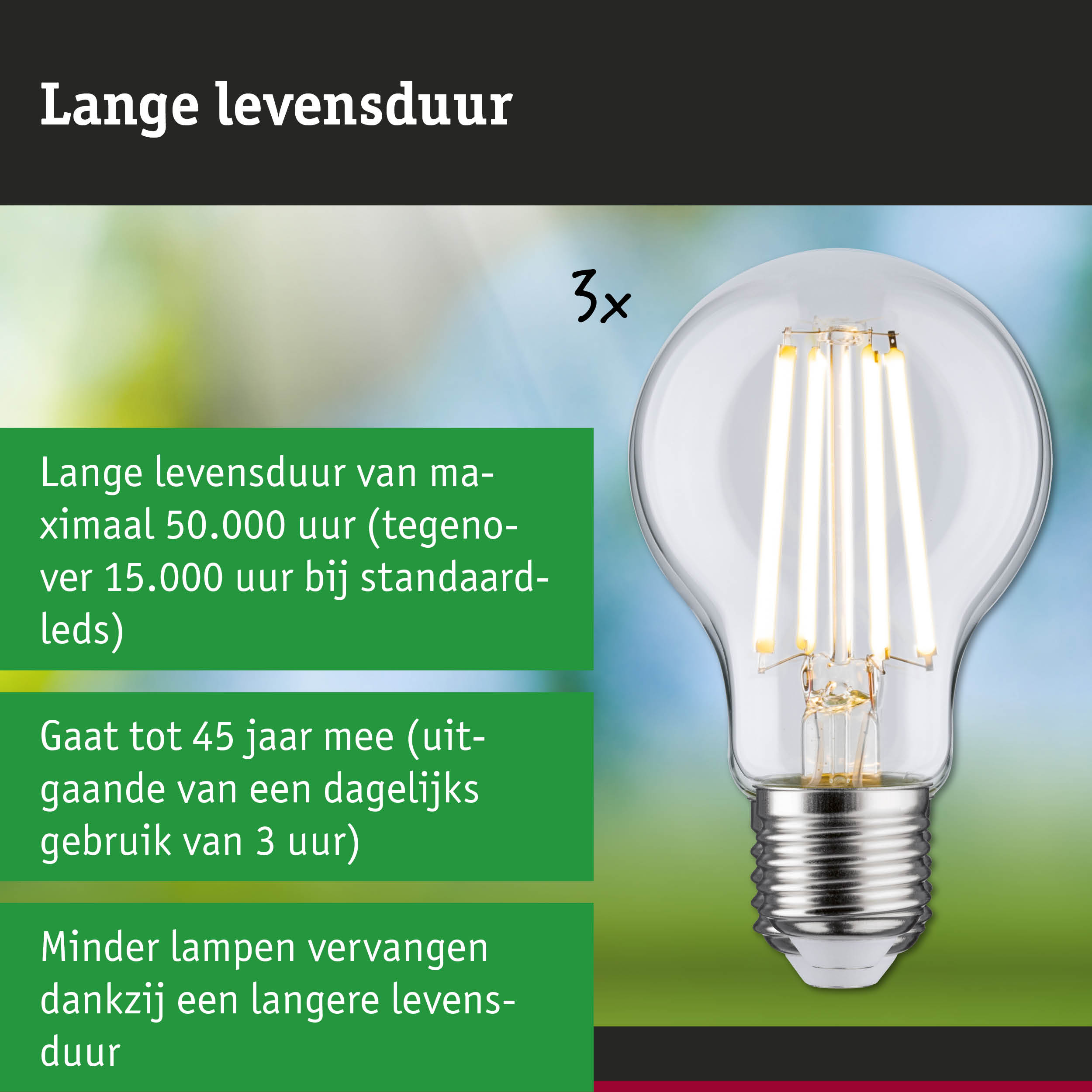 LED-lamp met 3,5 keer langere levensduur dan conventionele lampen, energiezuinige verlichting