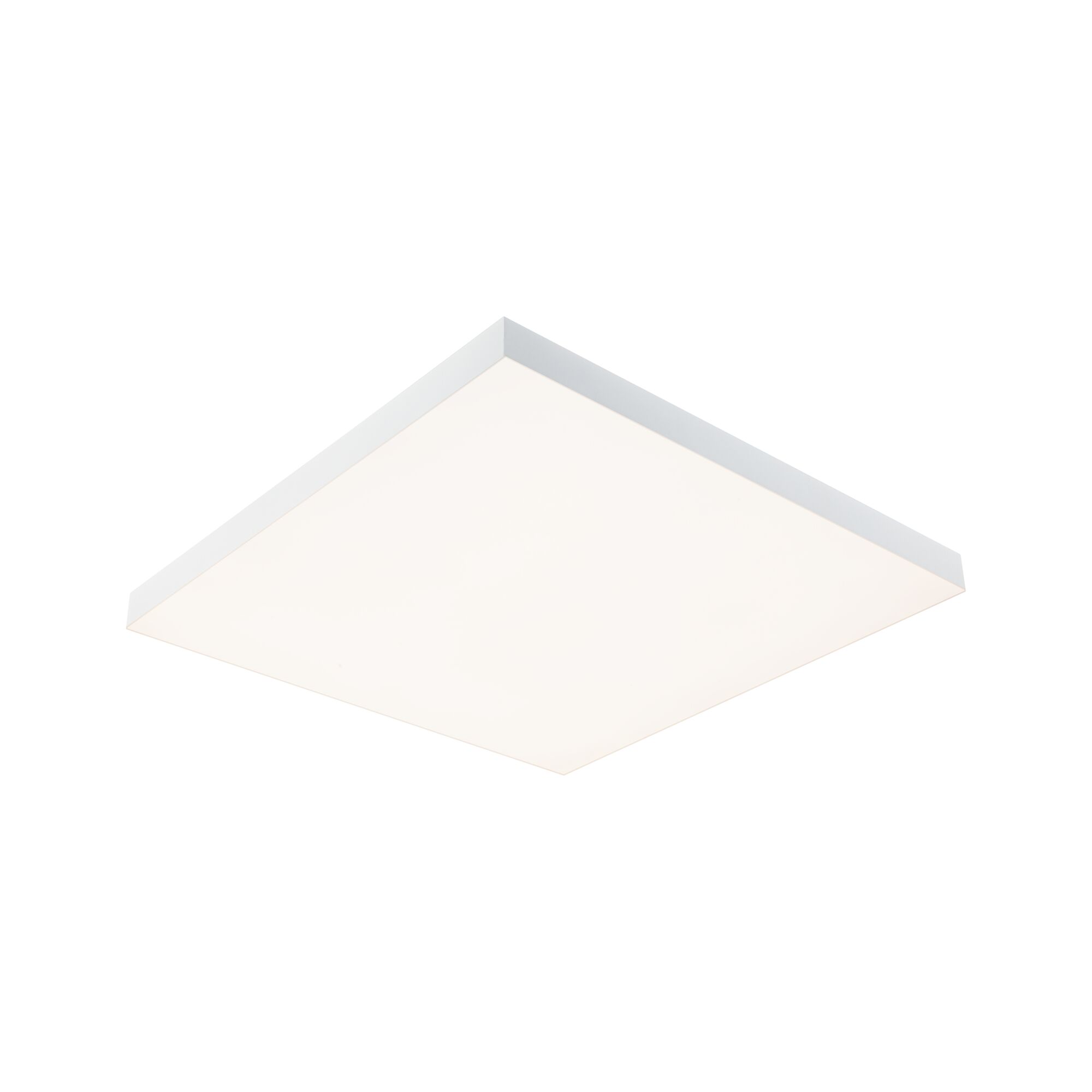 Square ceiling light in white plastic with energy-saving LED lighting for modern interiors