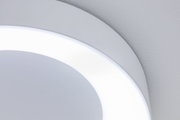 Round white LED ceiling light with matte frame and even light distribution for living spaces