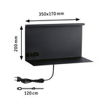 Black metal wall shelf 350x200 mm with 120 cm cable for modern lighting and decoration