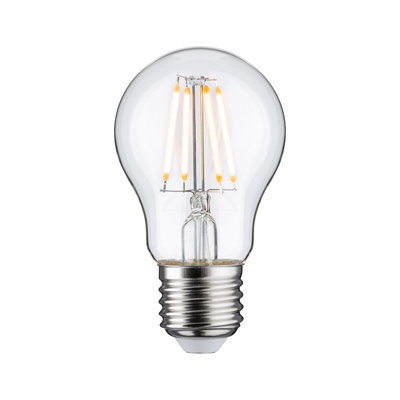 Classic LED light bulb with clear glass and silver base for energy-efficient lighting