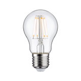 Classic LED light bulb with clear glass and silver base for energy-efficient lighting