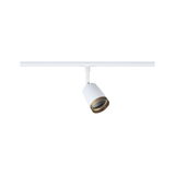Modern white LED track spotlight with gold trim for versatile room lighting solutions