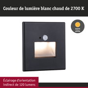 Applique murale LED noire avec lumière blanc chaud 2700K et 120 lumens pour éclairage d’orientation