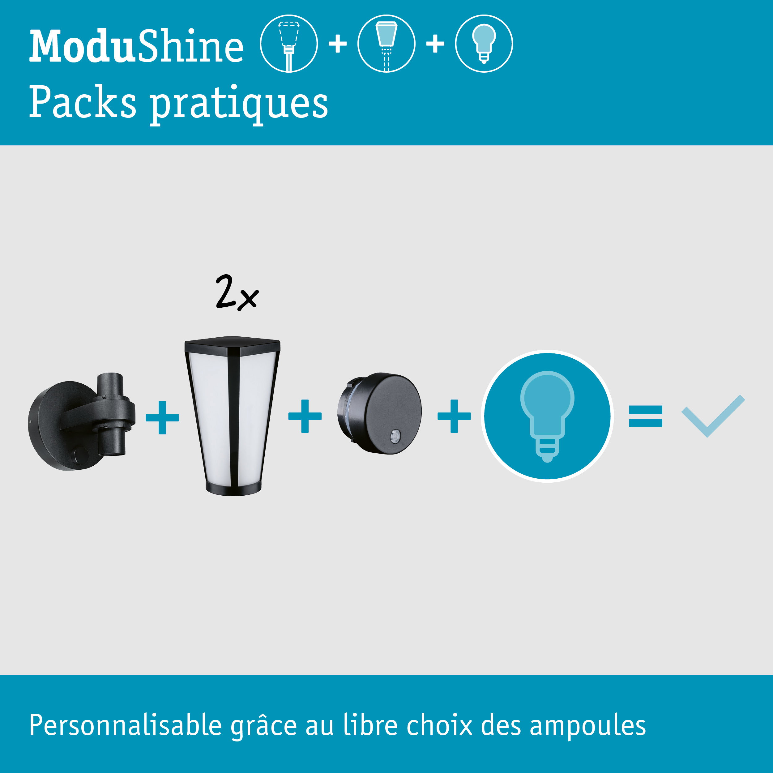 Kit ModuShine Support mural 2x Mavira avec capteur Anthracite