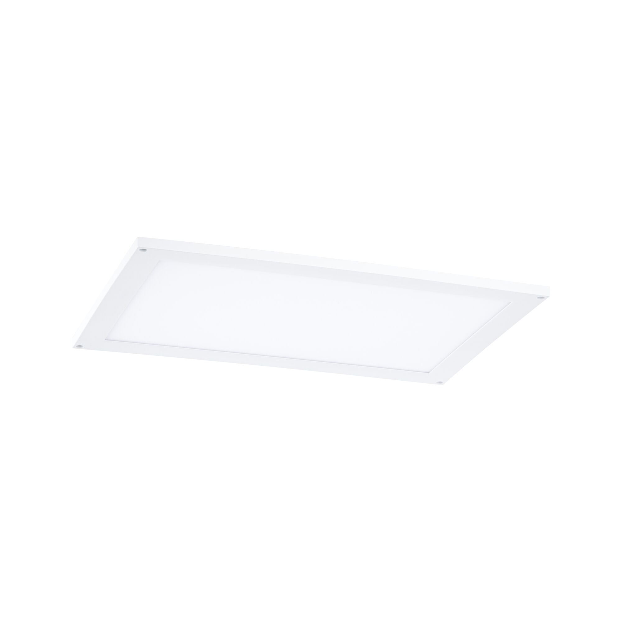 Flat rectangular white LED panel with aluminum frame for modern room lighting