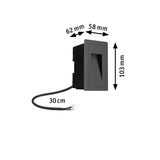 Zwarte inbouwlamp van kunststof met kabel, afmetingen 103x62x58 mm, LED-trapverlichting voor binnen