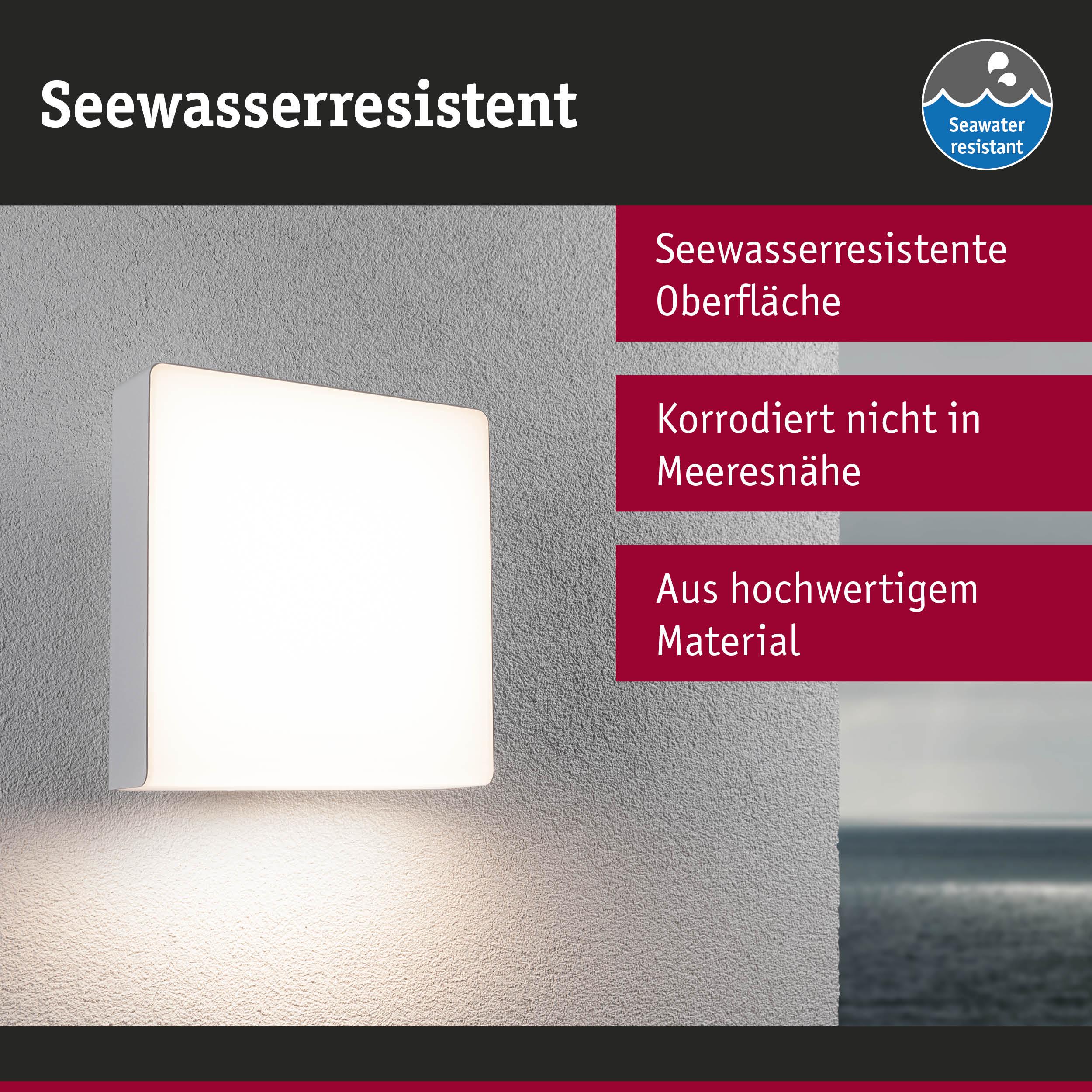 Weißes quadratisches LED-Wandlicht mit seewasserresistenter Oberfläche und hochwertigem Material