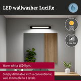 Black LED wallwasher Lucille with warm white light and 3-step dimmable feature for home lighting