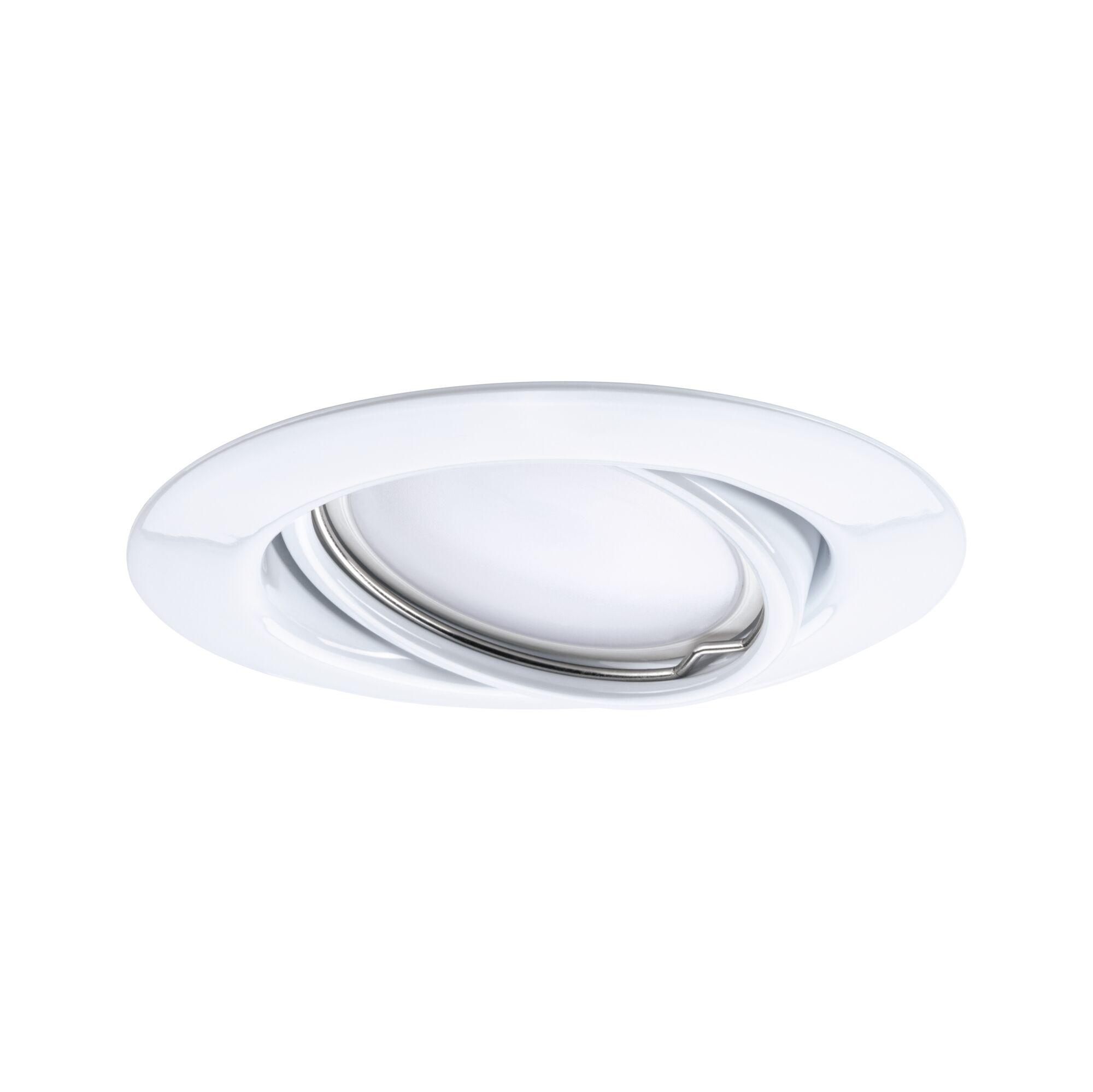 White metal recessed spotlight with adjustable tilt for flexible LED ceiling lighting