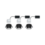 Three white and black LED recessed spotlights with cable and bracket for modern indoor lighting