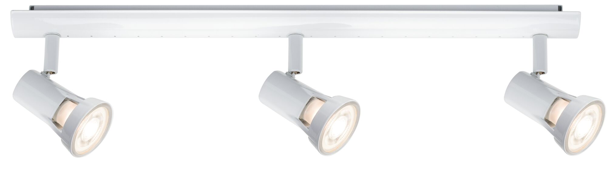Three-light white metal LED spotlight for adjustable room lighting