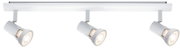 Three-light white metal LED spotlight for adjustable room lighting