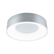 Plafonnier rond en métal argenté avec diffuseur blanc pour éclairage moderne