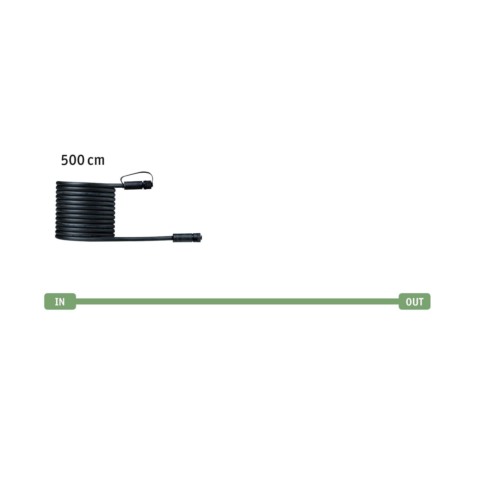 Câble d'extension noir de 500 cm avec connecteurs pour systèmes d'éclairage LED