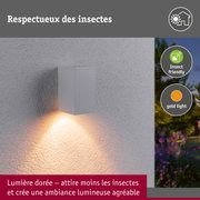 Applique LED Flame favorable aux insectes IP44 carré 58x103mm 2200K 4W 265lm 230V 75° Blanc Métal