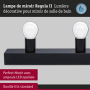 Kit Éclairage de miroir Regula II ampoules incluses 3-flammes IP44 E14 2700K 3x470lm 230V 3x4,5W gradable Noir/Opale