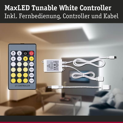 MaxLED Tunable White Controller mit Fernbedienung, Controller und Kabel in Weiß für LED-Beleuchtung