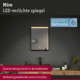 Miro LED-verlichte spiegel met zwarte lijst en plank, moderne badkamer met LED-verlichting