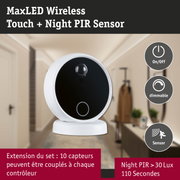 Capteur sans fil MaxLED tactile avec détecteur PIR nocturne blanc et noir pour éclairage intelligent