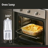 Clear glass oven lamp bulb, heat resistant up to 300 degrees, replacement light for oven illumination