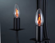 Lampe bougie noire avec LED flamme en verre orange chaud pour éclairage d'ambiance