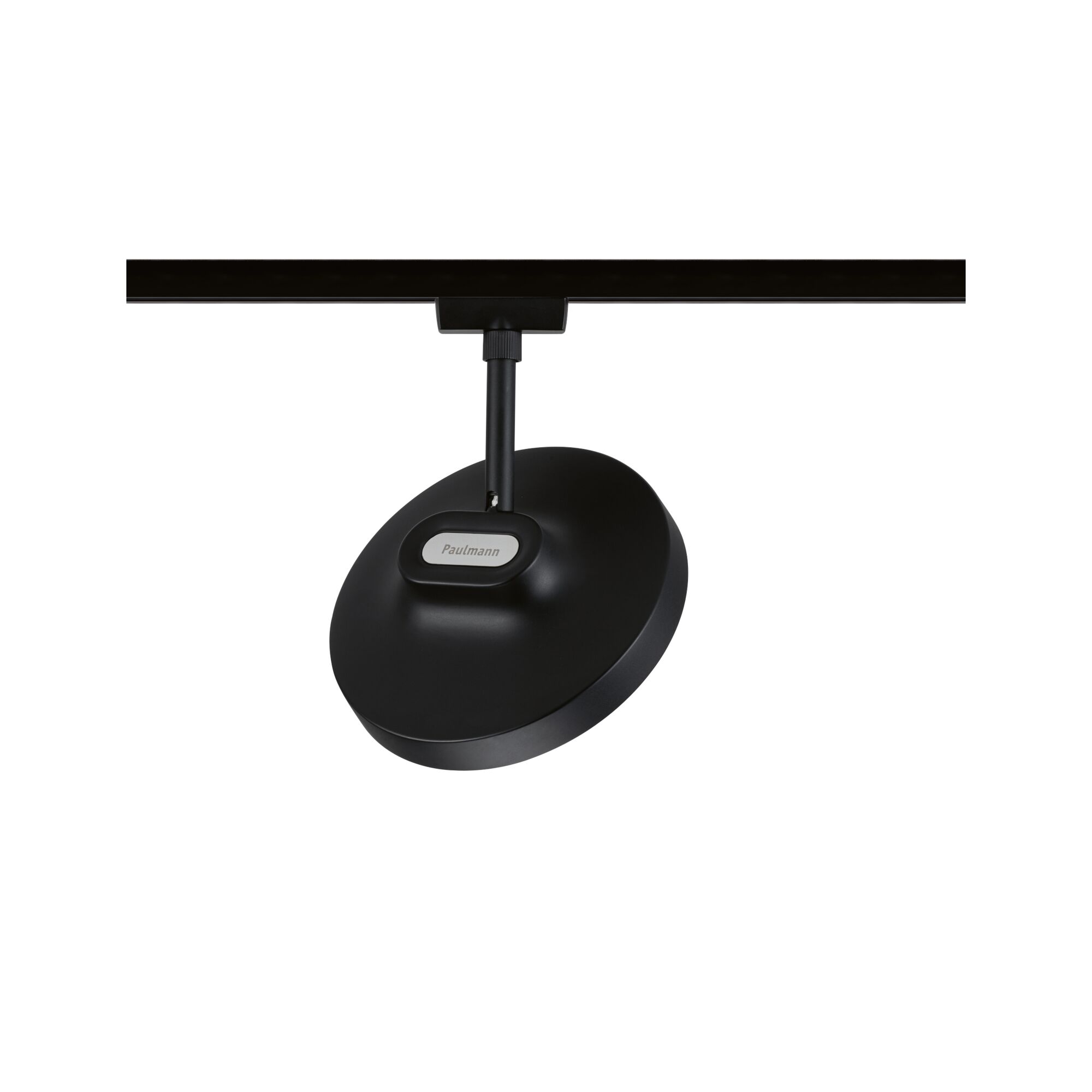 Black metal LED track light with round head for modern indoor lighting solutions