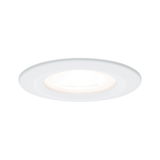 Round white LED recessed light with matte frame for energy-efficient room lighting