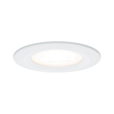 Round white LED recessed light with matte frame for energy-efficient room lighting